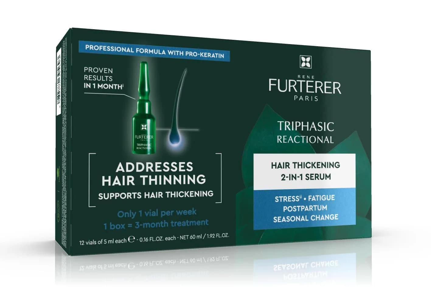 René Furterer Triphasic Reactional Hair Thickening Serum, 1.92 Fl Oz | Supports Hair Vitality & Thinning