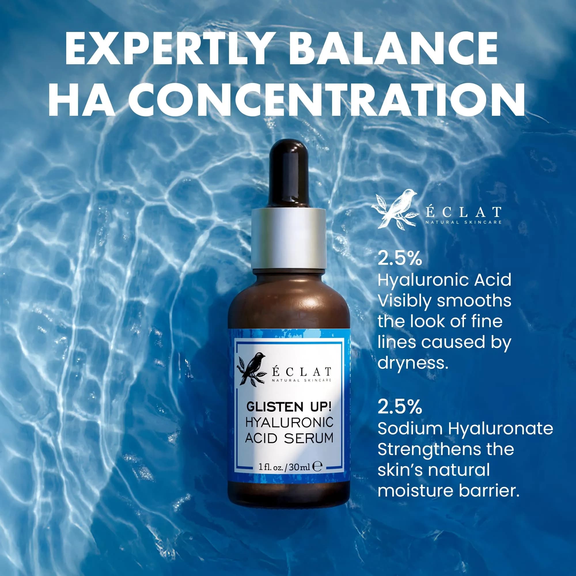 Eclat Skincare Hydrating Hyaluronic Acid Serum 30ml (1 Fl Oz) | Plumps & Smoothes Dry Skin - view 8