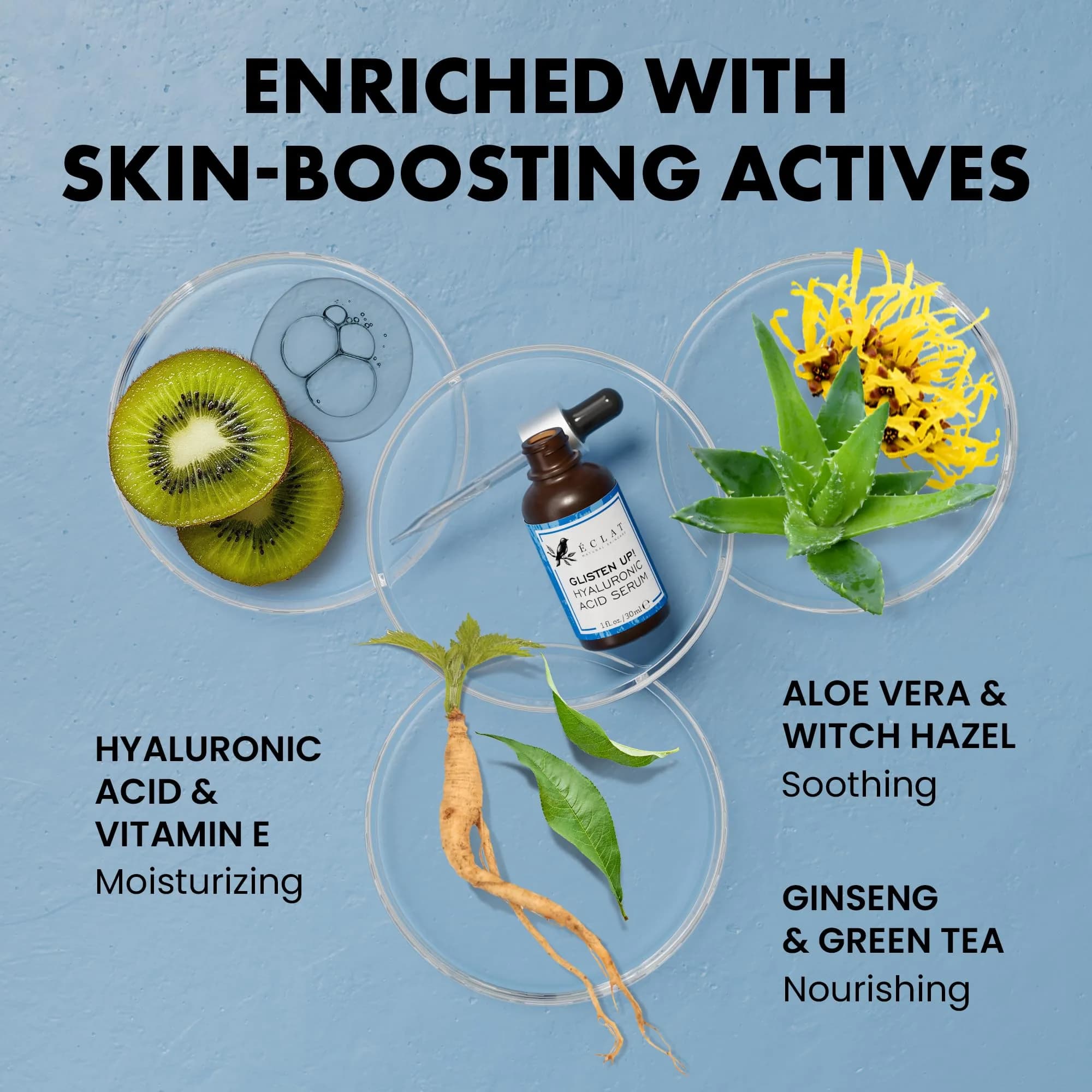 Eclat Skincare Hydrating Hyaluronic Acid Serum 30ml (1 Fl Oz) | Plumps & Smoothes Dry Skin - view 2