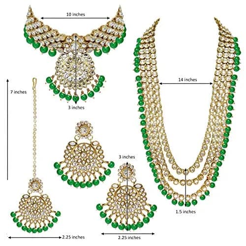 I Jewels Gold Plated Kundan Necklace Set Jewelry for Women with Earrings & Maang Tikka | 5-Piece Set thumbnail 4