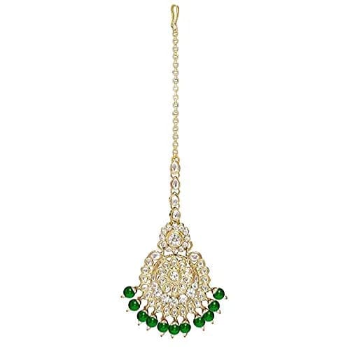 I Jewels Gold Plated Kundan Necklace Set Jewelry for Women with Earrings & Maang Tikka | 5-Piece Set thumbnail 6