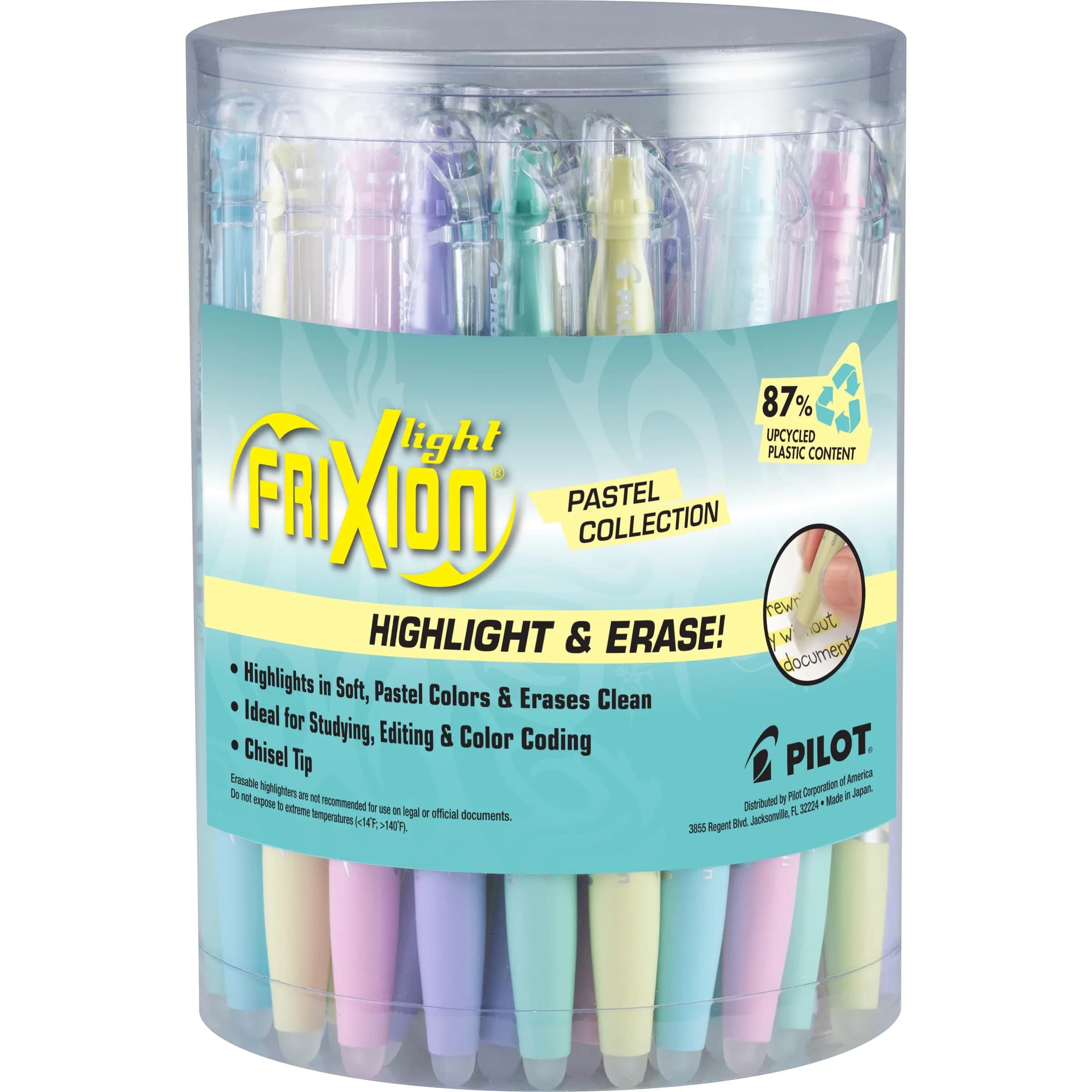 PILOT FriXion Light Erasable Highlighters, Pack of 36 Assorted Pastel Colors | Smooth Ink Flow, Fade-Resistant, Acid-Free — Assorted 36