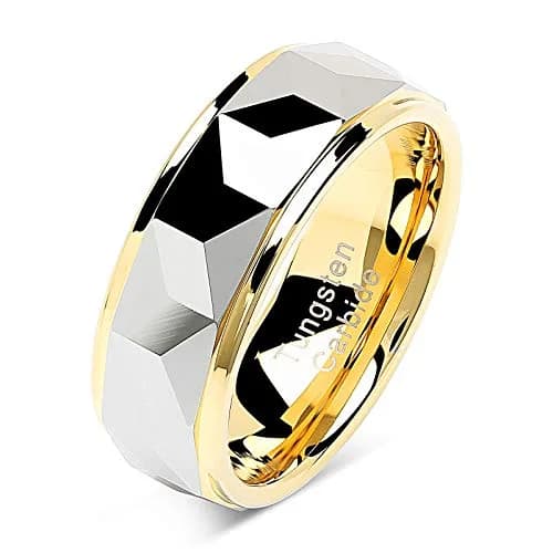 100S JEWELRY Tungsten Wedding Ring 8mm | Scratch & Waterproof Gold & Silver Two Tone (Size 6-16) thumbnail 1