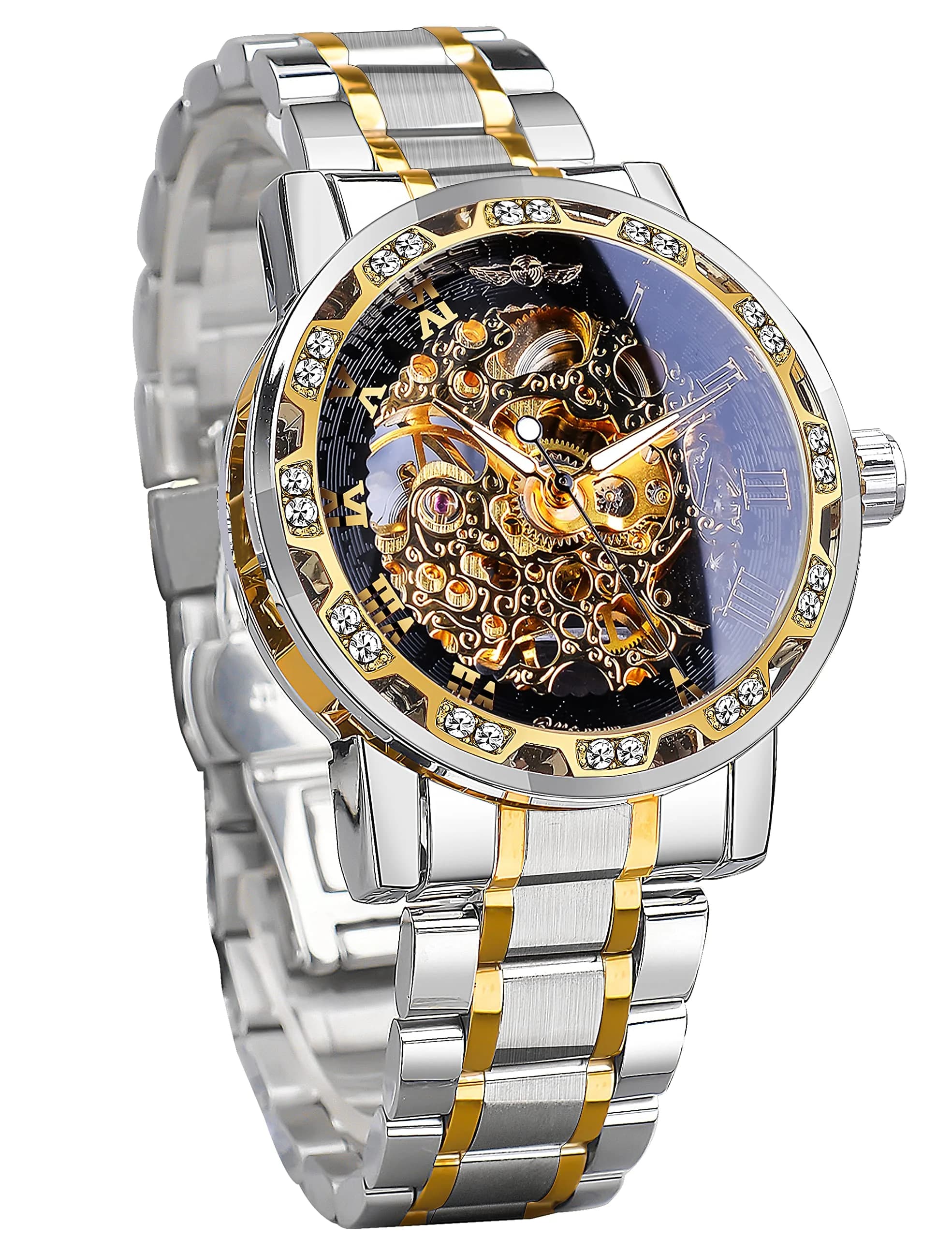 FORSINING Retro Steampunk Skeleton Mechanical Watch for Men | 40mm Stainless Steel Case, Automatic Self-Wind - main product image