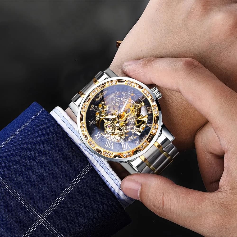 FORSINING Retro Steampunk Skeleton Mechanical Watch for Men | 40mm Stainless Steel Case, Automatic Self-Wind - view 5