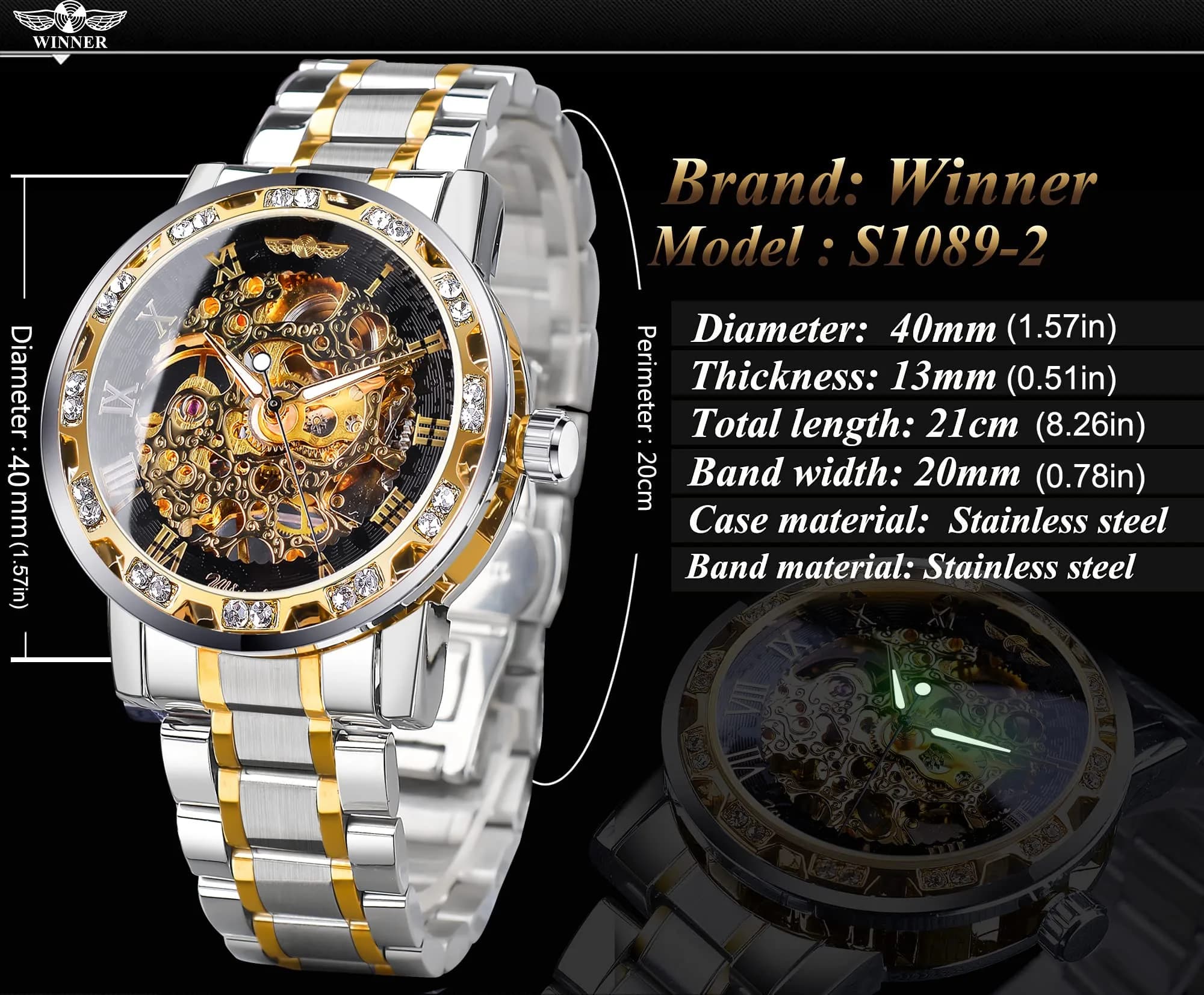 FORSINING Retro Steampunk Skeleton Mechanical Watch for Men | 40mm Stainless Steel Case, Automatic Self-Wind - view 6