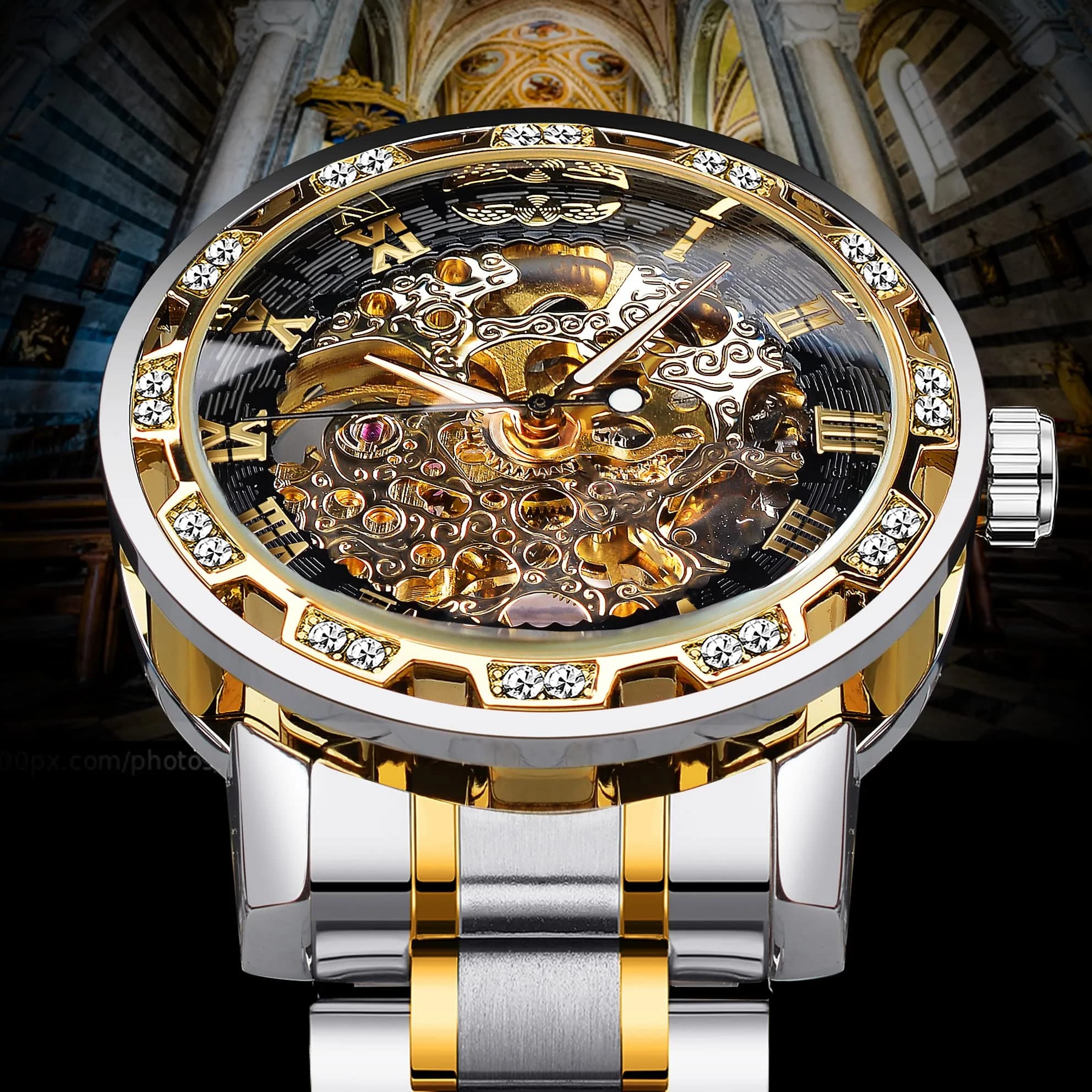 FORSINING Retro Steampunk Skeleton Mechanical Watch for Men | 40mm Stainless Steel Case, Automatic Self-Wind - view 2