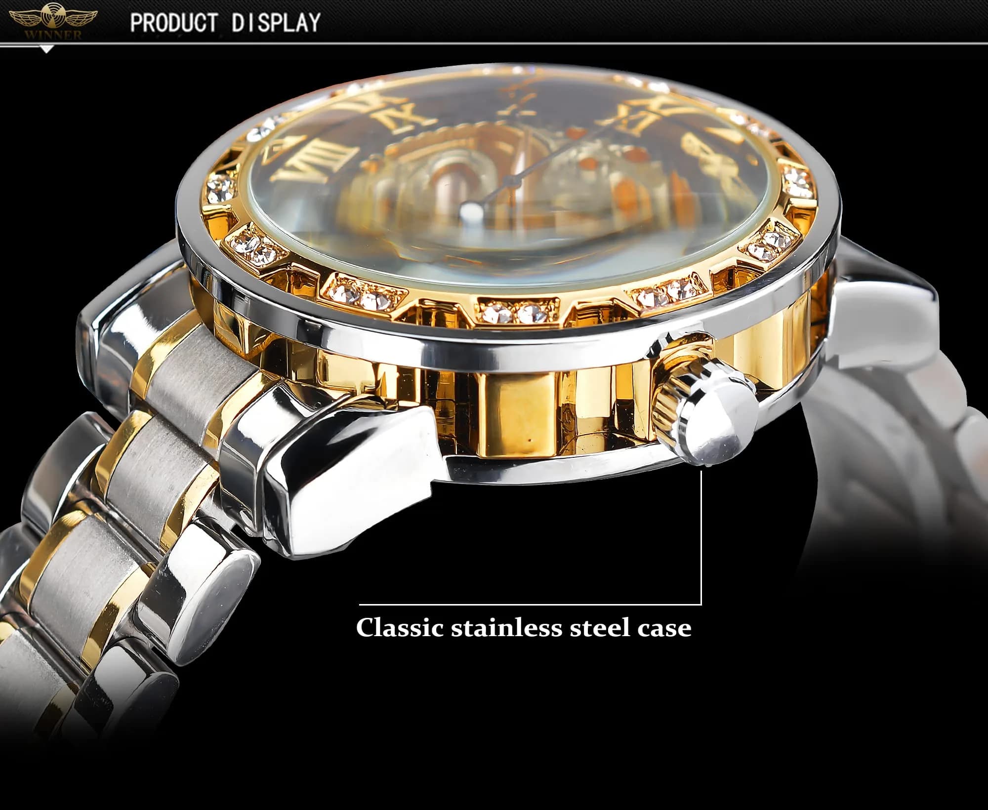 FORSINING Retro Steampunk Skeleton Mechanical Watch for Men | 40mm Stainless Steel Case, Automatic Self-Wind - view 3