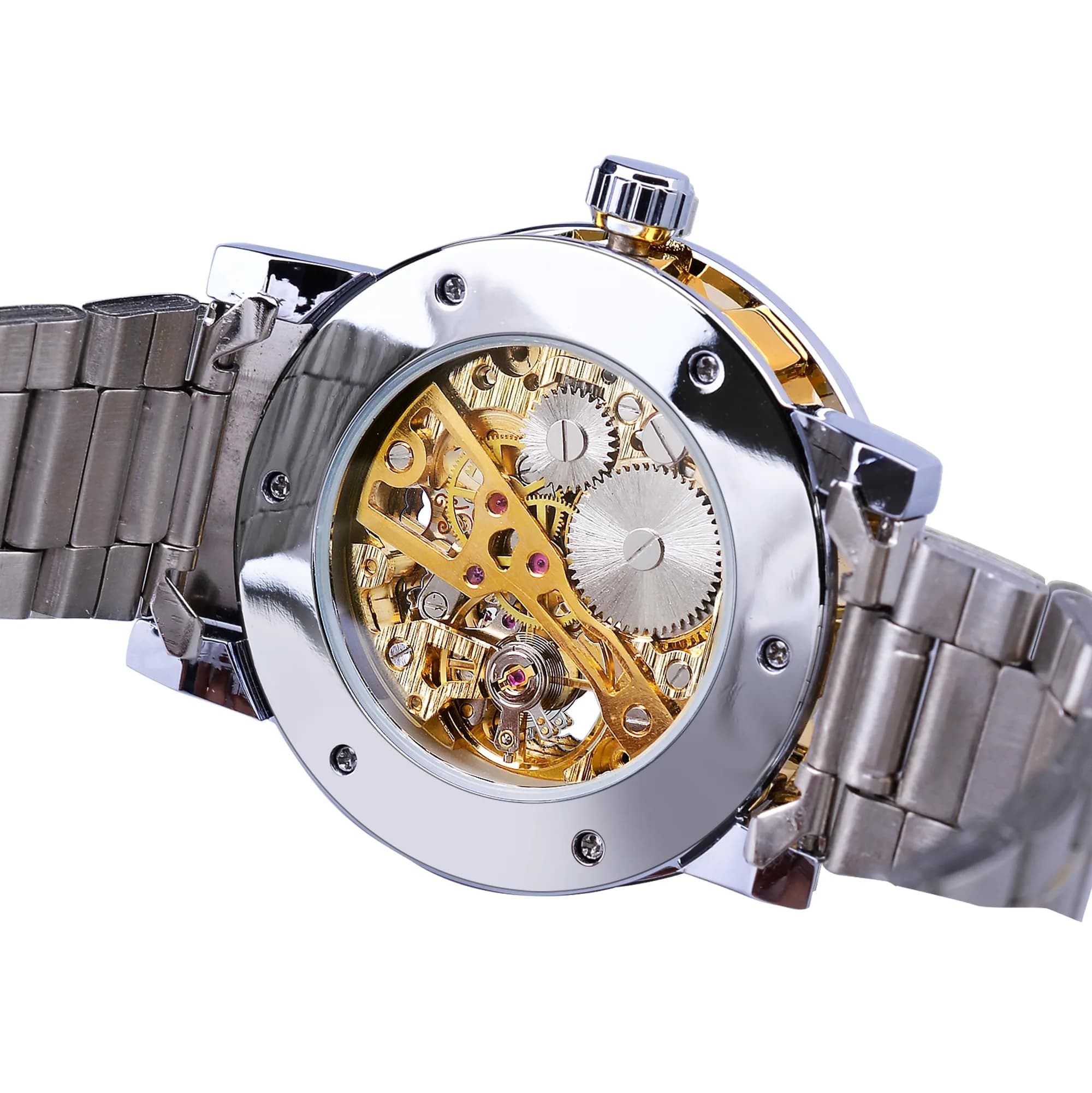 FORSINING Retro Steampunk Skeleton Mechanical Watch for Men | 40mm Stainless Steel Case, Automatic Self-Wind - view 4