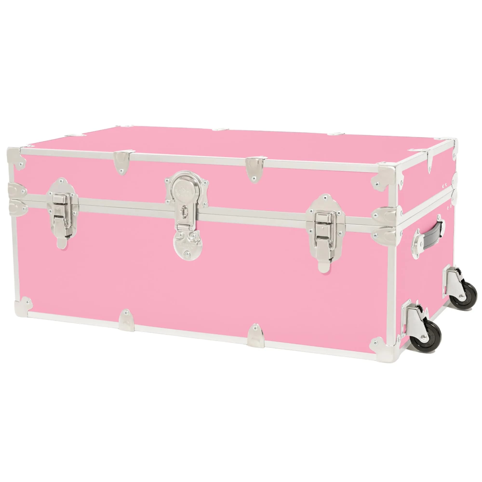Rhino Classic XL Storage Trunk with Wheels | Heavy-Duty Footlocker for Camp & Dorm — Pink