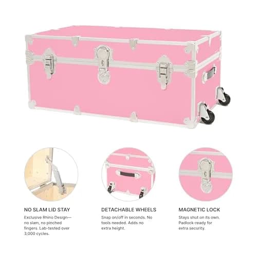Rhino Classic XL Storage Trunk with Wheels | Heavy-Duty Footlocker for Camp & Dorm thumbnail 4