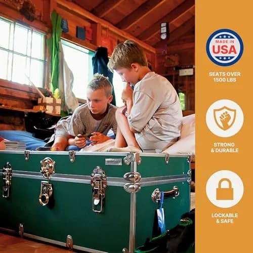 Rhino Classic XL Storage Trunk with Wheels | Heavy-Duty Footlocker for Camp & Dorm thumbnail 6
