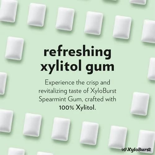 XyloBurst Sugar Free Gluten Free Chewing Gum Spearmint | 300 Pieces (100 Count Jar, Pack of 3) thumbnail 3