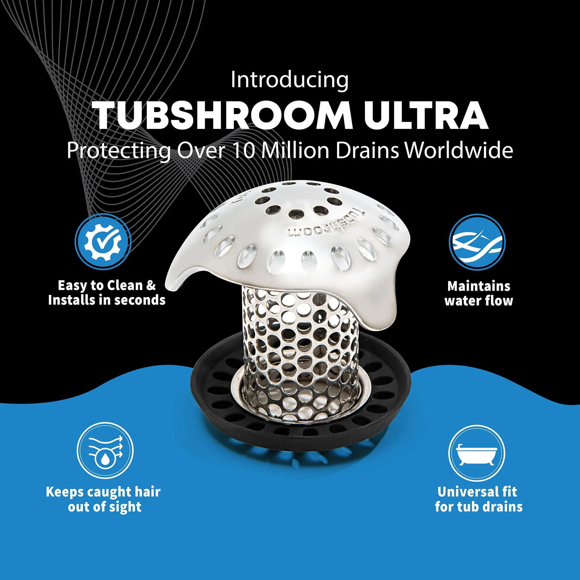 TubShroom Ultra Bath Tub Drain Protector Hair Catcher/Strainer 2.54cm (1 inch) | Fits Standard Drains - view 4