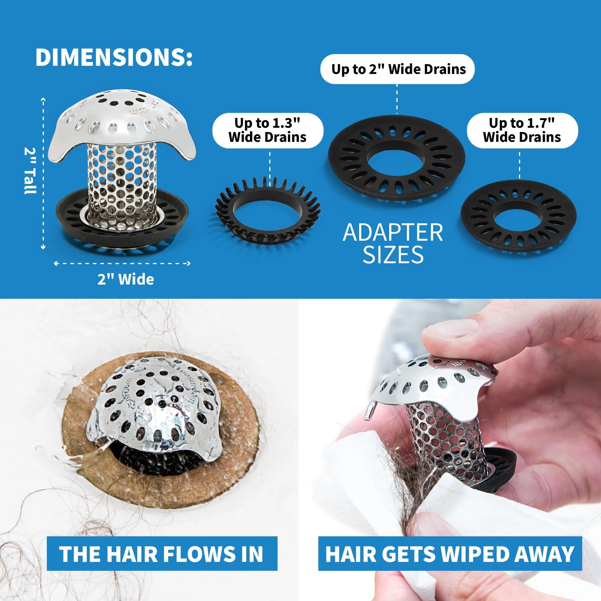 TubShroom Ultra Bath Tub Drain Protector Hair Catcher/Strainer 2.54cm (1 inch) | Fits Standard Drains - view 9