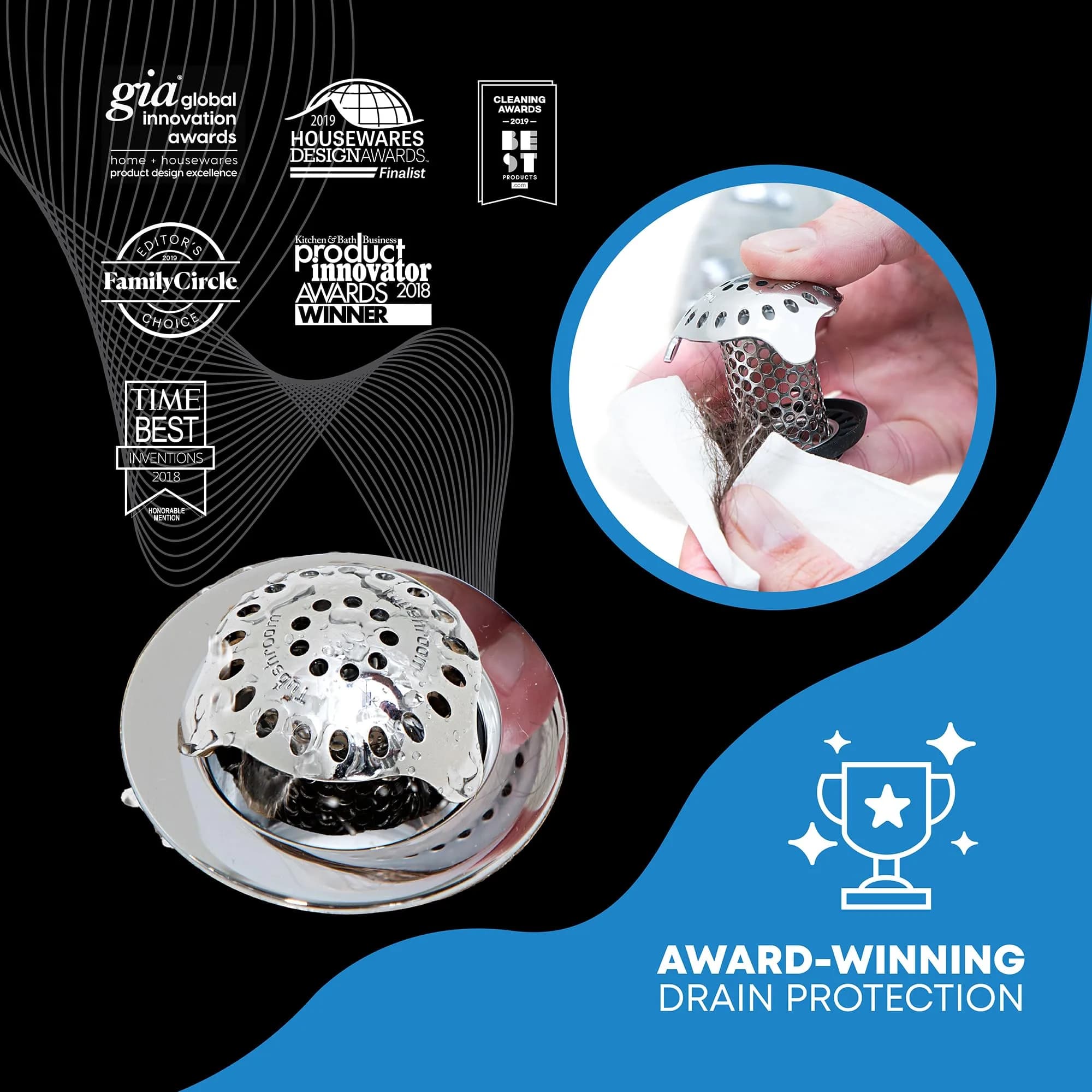 TubShroom Ultra Bath Tub Drain Protector Hair Catcher/Strainer 2.54cm (1 inch) | Fits Standard Drains - view 3