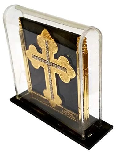 Purpledip Gold Leaf Celtic Cross in Transparent Case 7.62cm (3in) | Authentic USA Import thumbnail 4