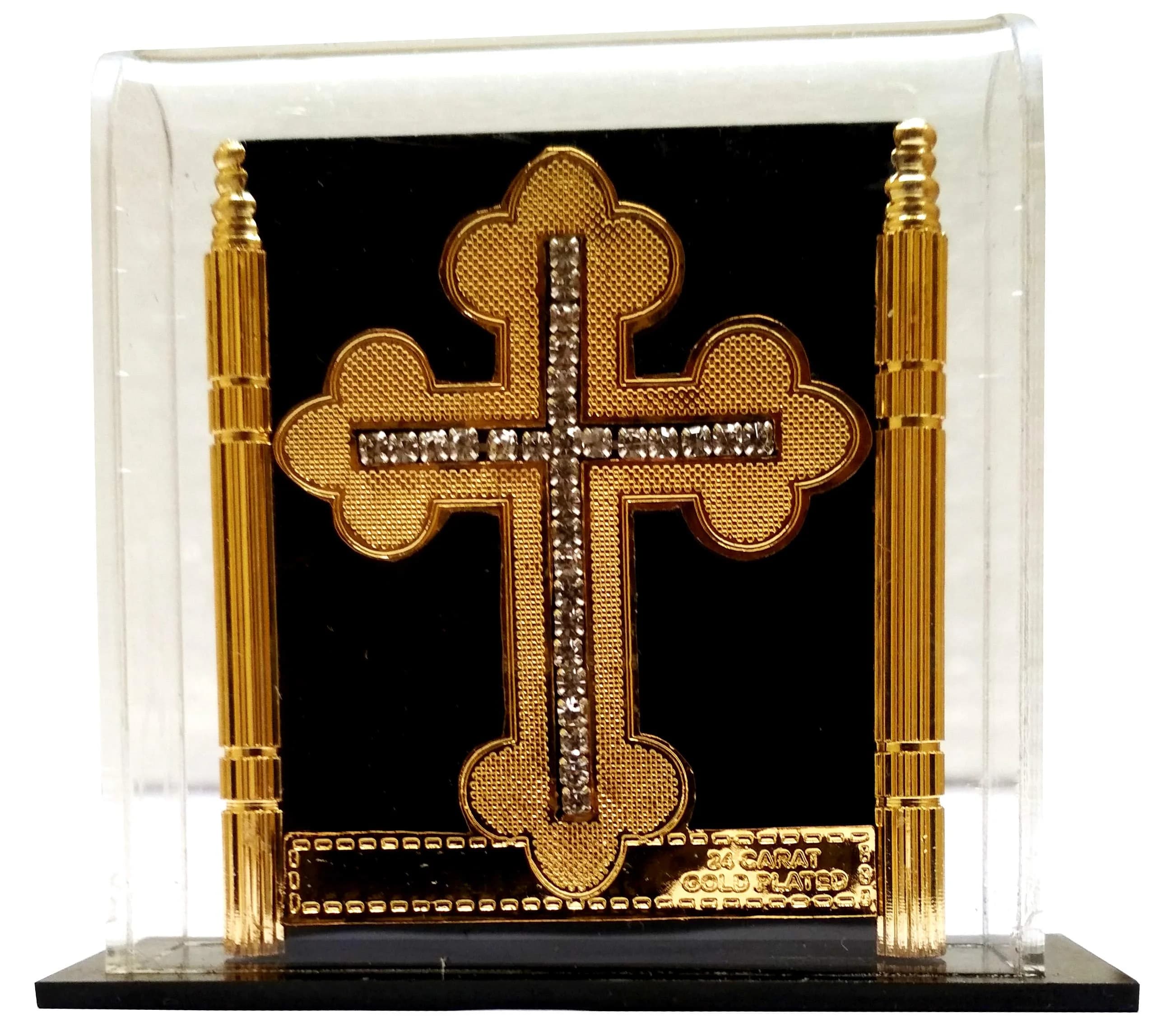Purpledip Gold Leaf Celtic Cross in Transparent Case 7.62cm (3in) | Authentic USA Import - view 2