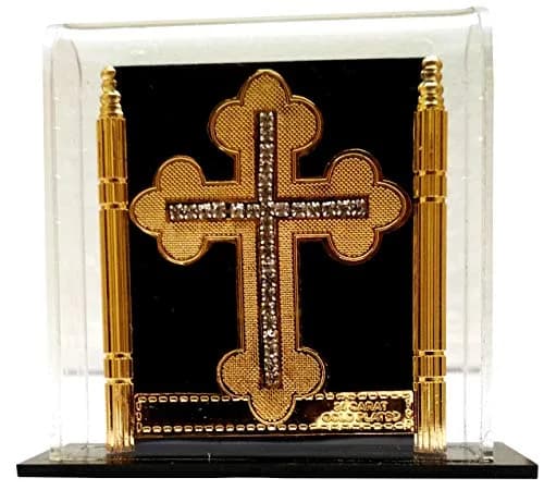 Purpledip Gold Leaf Celtic Cross in Transparent Case 7.62cm (3in) | Authentic USA Import thumbnail 2