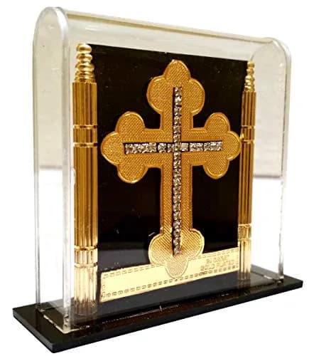 Purpledip Gold Leaf Celtic Cross in Transparent Case 7.62cm (3in) | Authentic USA Import thumbnail 3