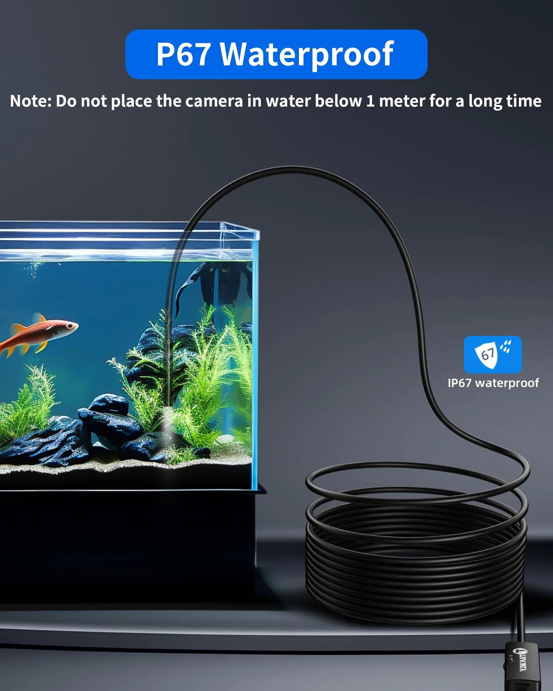 T TAKMLY 5.5mm Endoscope Borescope Inspection Camera with Light 5.2cm (16.4ft) | IP67 Waterproof for iPhone & Android - view 5