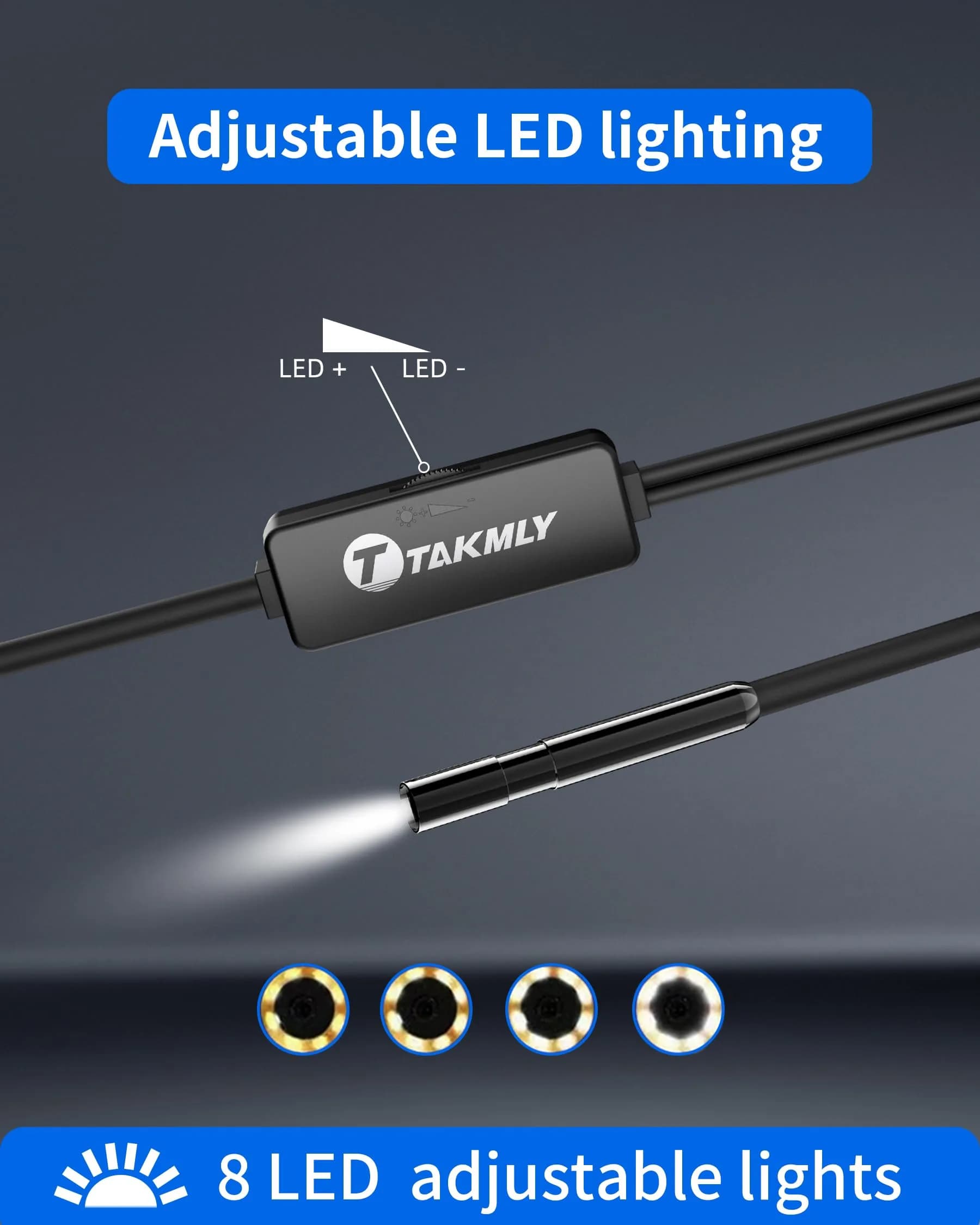 T TAKMLY 5.5mm Endoscope Borescope Inspection Camera with Light 5.2cm (16.4ft) | IP67 Waterproof for iPhone & Android - view 6