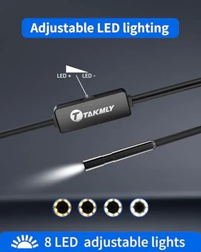 T TAKMLY 5.5mm Endoscope Borescope Inspection Camera with Light 5.2cm (16.4ft) | IP67 Waterproof for iPhone & Android thumbnail 6