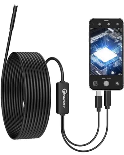 T TAKMLY 5.5mm Endoscope Borescope Inspection Camera with Light 5.2cm (16.4ft) | IP67 Waterproof for iPhone & Android thumbnail 1