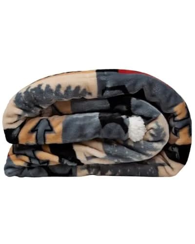 Carstens Lake House Rustic Cabin Sherpa Fleece Large Throw Blanket, 54" x 68", Blue thumbnail 2