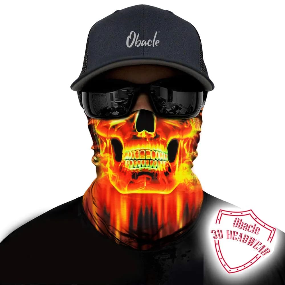 Obacle Skull Face Mask Half - Skull Fire Neat Teeth Design for Dust, Wind & UV Protection - view 2