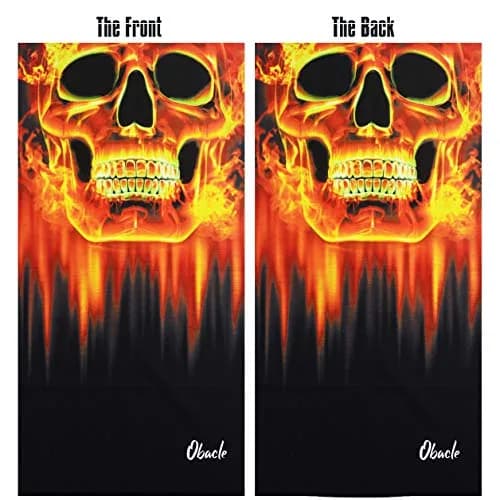 Obacle Skull Face Mask Half - Skull Fire Neat Teeth Design for Dust, Wind & UV Protection thumbnail 3