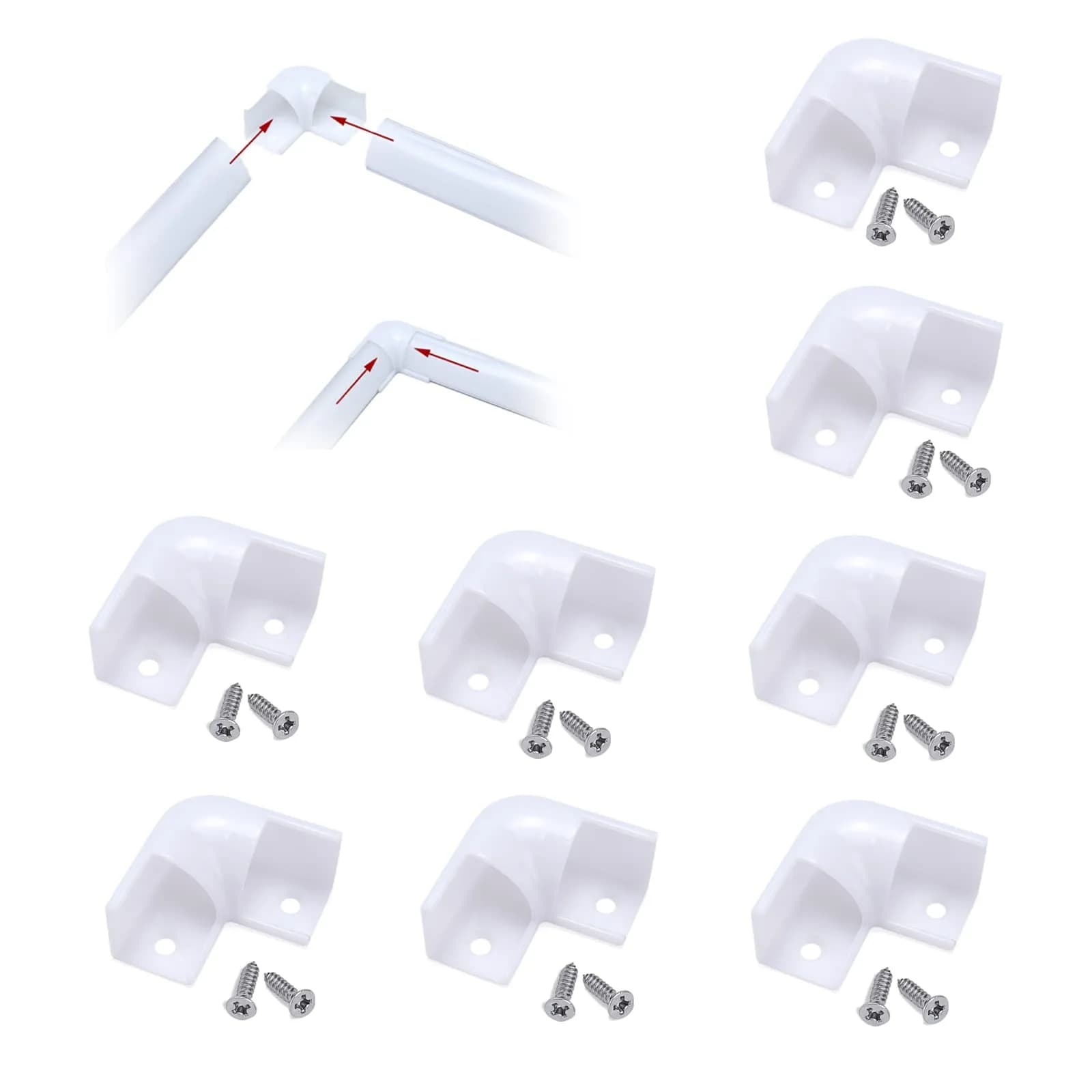 Muzata 8Pack White Plastic Corner Connector for V1SW LED Channel LC08 | Seamless 90° Corner Fit - main product image