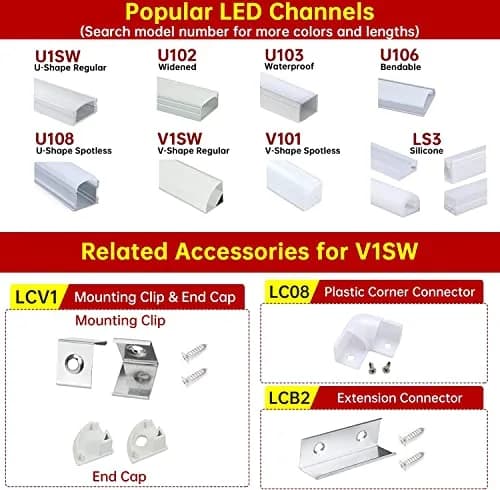 Muzata 8Pack White Plastic Corner Connector for V1SW LED Channel LC08 | Seamless 90° Corner Fit thumbnail 5
