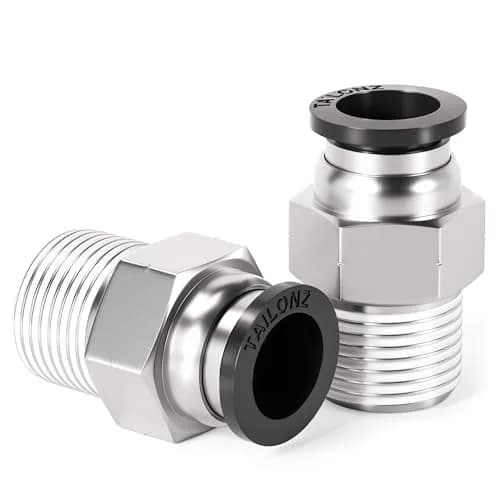 TAILONZ 1/4" Tube OD x 1/4" MNPT Straight Push to Connect Fitting 10Pcs | Copper & Plastic, Water/Air/Oil, 145Psi thumbnail 1