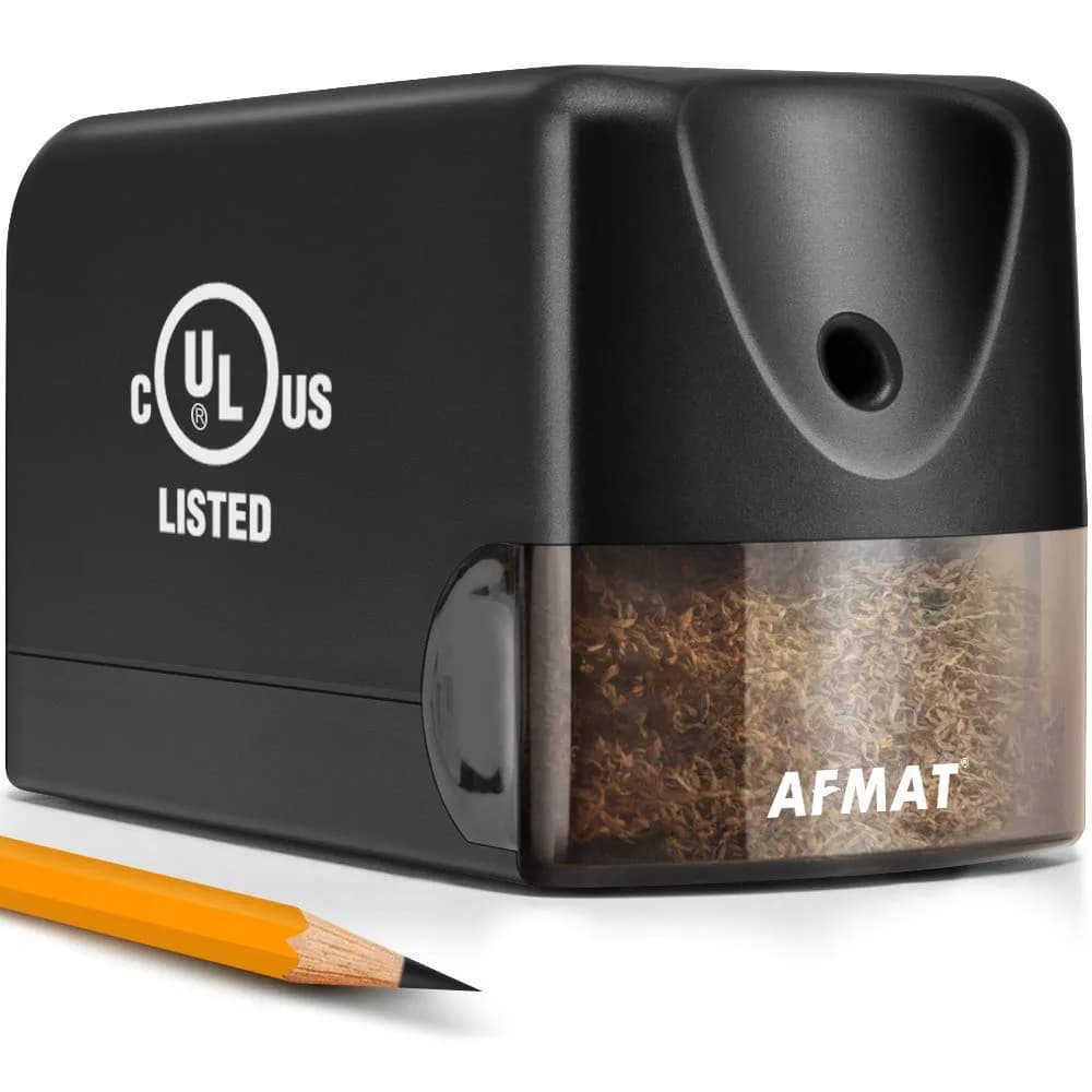 AFMAT Heavy Duty Electric Pencil Sharpener, Classroom & Home Use, UL Listed, 10000+ Sharpenings, Gray PS66 — Black