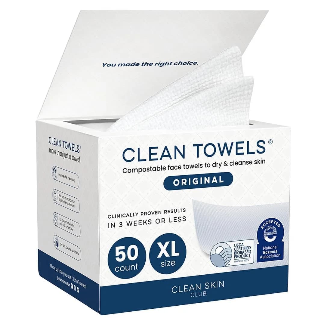 Clean Skin Club Clean Towels XL® Disposable Face Towels 50 Count (1.5 lb) | USDA Biobased & Dermatologist Approved - main product image