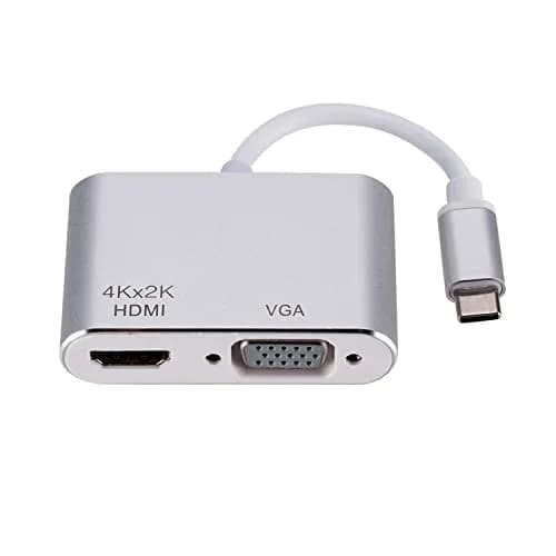 XHONY USB C to HDMI & VGA Adapter | 4K Dual Monitor Converter for MacBook, Chromebook, Dell XPS, Samsung Galaxy S8 thumbnail 1