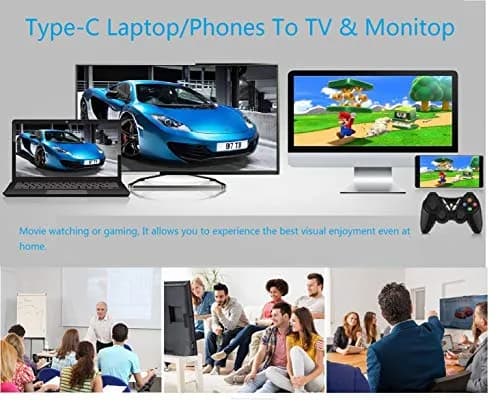 XHONY USB C to HDMI & VGA Adapter | 4K Dual Monitor Converter for MacBook, Chromebook, Dell XPS, Samsung Galaxy S8 thumbnail 5