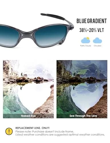BLAZERBUCK Blue Gradient Replacement Lenses for Oakley Juliet Sunglasses | Impact Resistant, UV Protection thumbnail 3