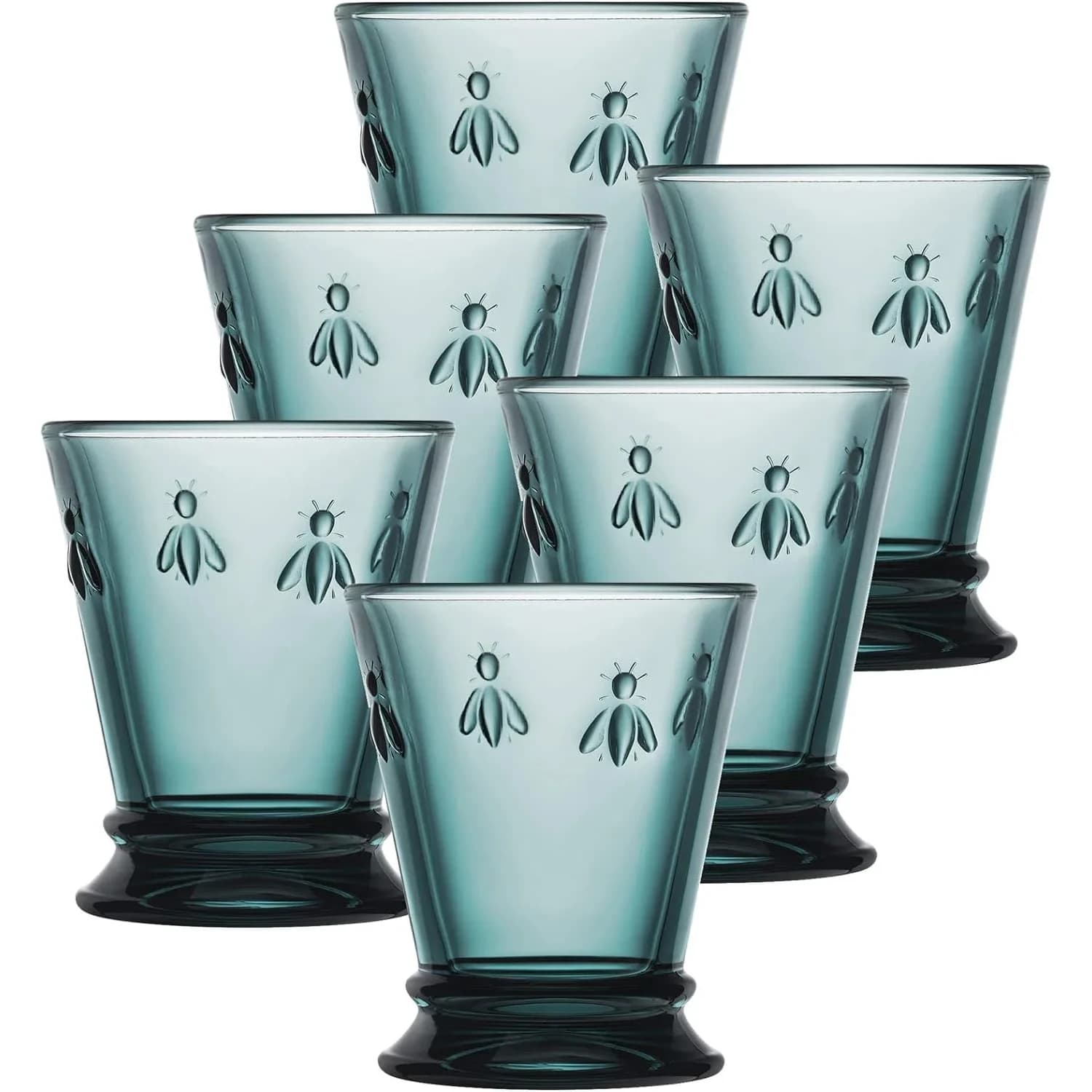 La Rochère Bee Green Tumbler Set of 6 | 255ml (9 oz) French Glassware — Blue / 9 oz