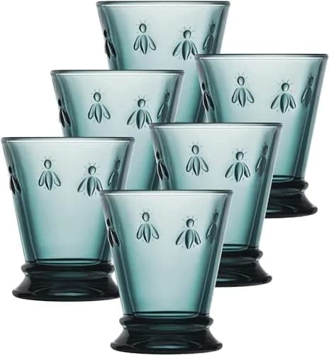 La Rochère Napoleon Bee Blue Tumbler Set of 6 | 255ml (9 fl oz) Classic French Glassware thumbnail 1