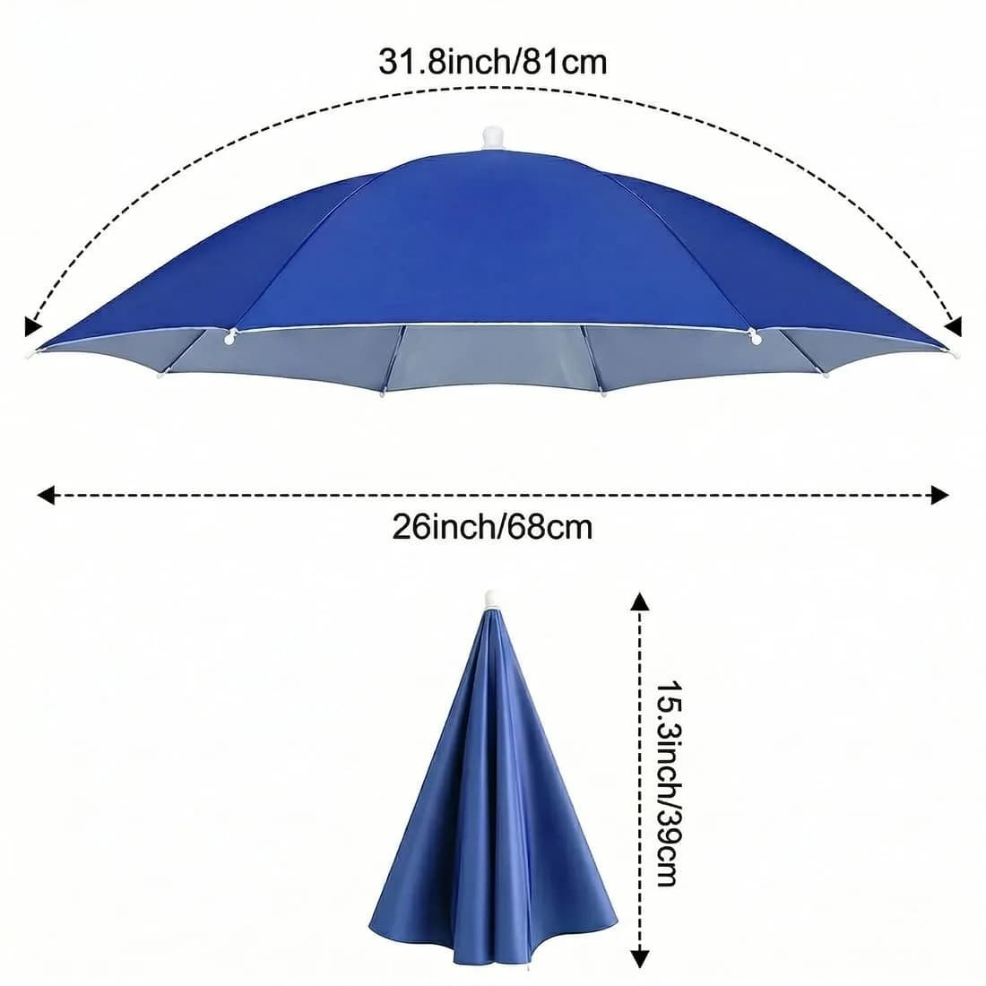 Chinmor 26" Dark Blue Umbrella Hat for Adults & Kids - Hands-Free Sun & Rain Protection - view 4