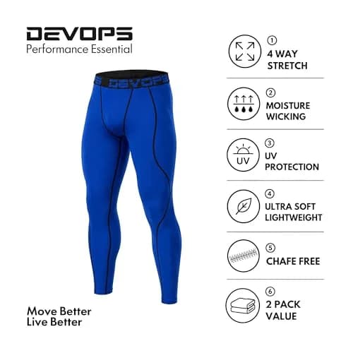 DEVOPS Men's Compression Pants Athletic Leggings Tights | 4-Way Stretch, UPF 50+ Support thumbnail 4