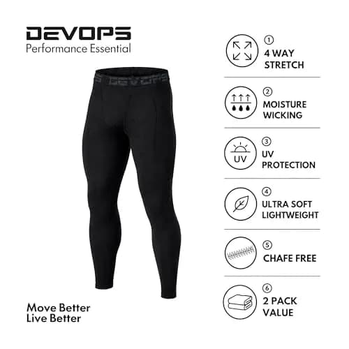 DEVOPS Men's Compression Pants Athletic Leggings Tights | 4-Way Stretch, UPF 50+ Support thumbnail 7