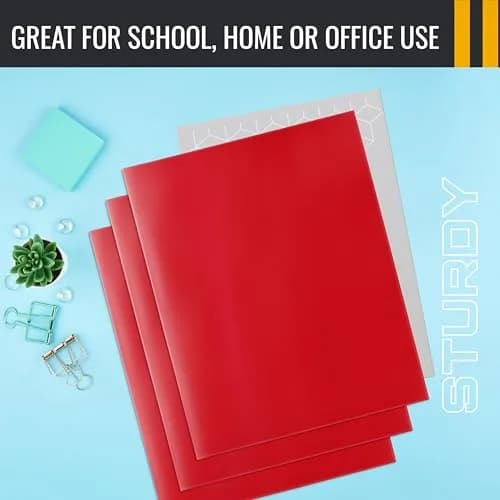 Better Office Products 2 Pocket Glossy Laminated Red Paper Folders | Letter Size, 25 Pack thumbnail 5