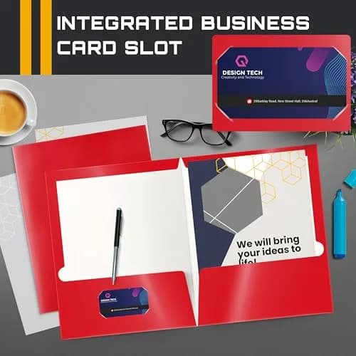 Better Office Products 2 Pocket Glossy Laminated Red Paper Folders | Letter Size, 25 Pack thumbnail 3