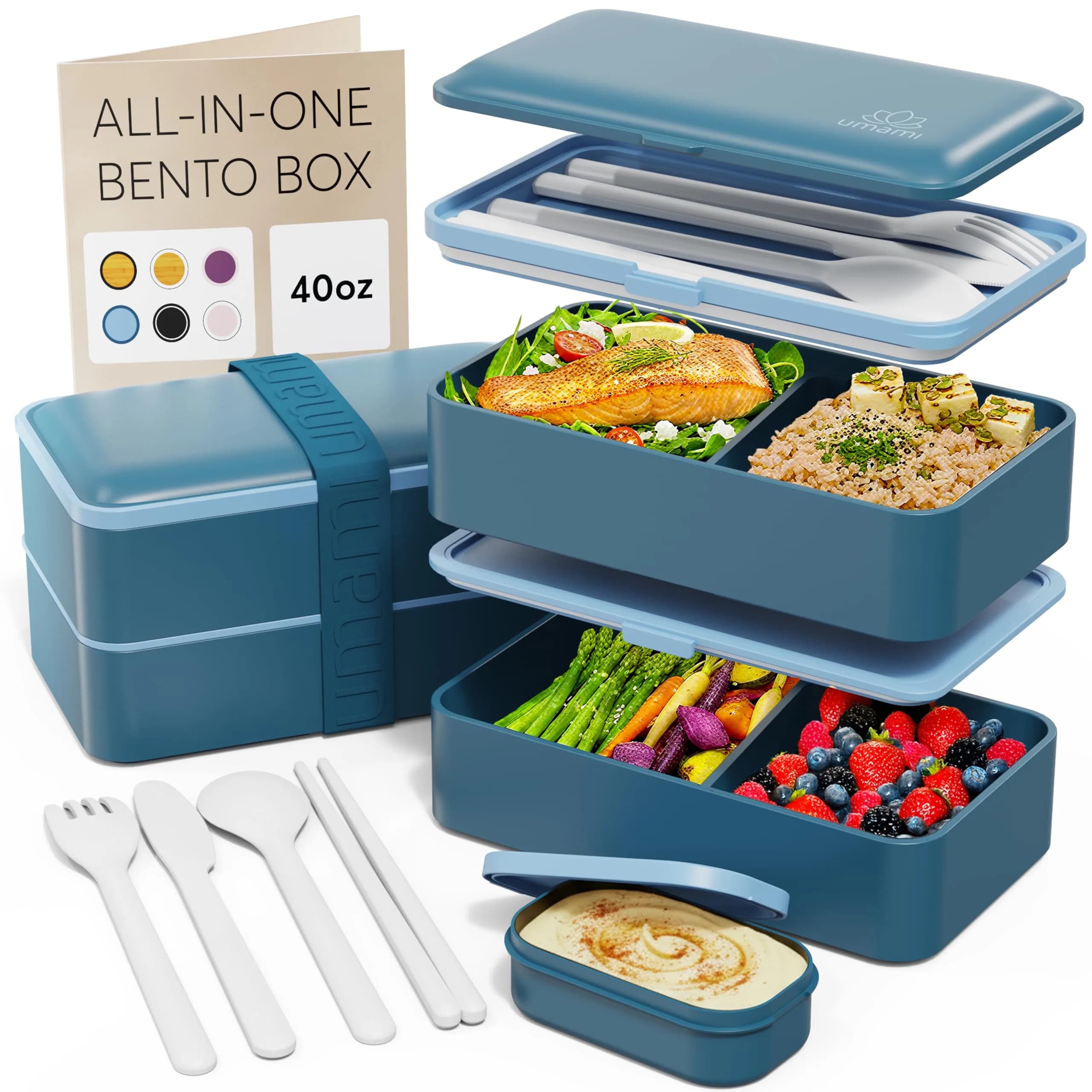 Umami Bento Box Adult, Leakproof, All-in-1 Lunch Containers for Adults, 1200ml (40 oz) | French Lunch Box Brand - main product image