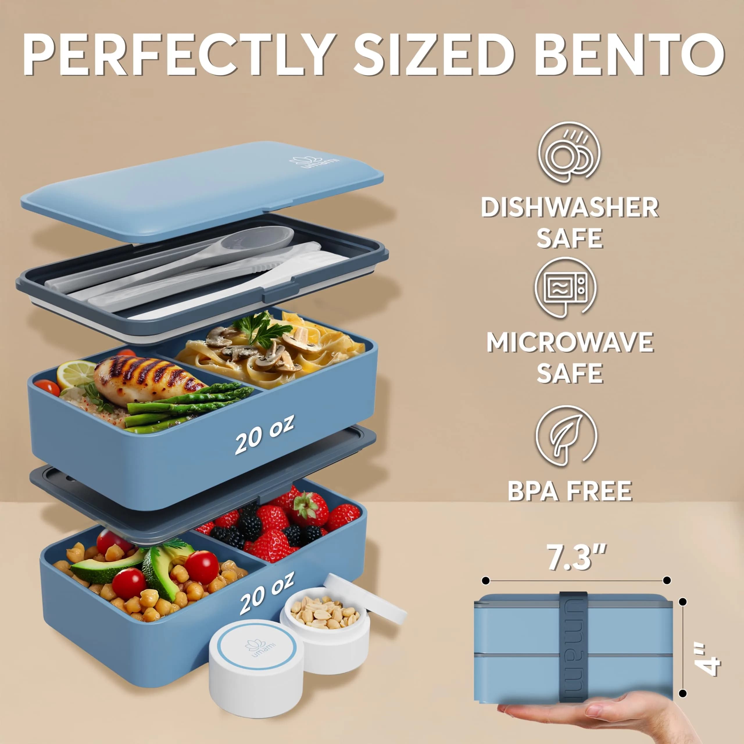 Umami Bento Box Adult, Leakproof, All-in-1 Lunch Containers for Adults, 1200ml (40 oz) | French Lunch Box Brand - view 5