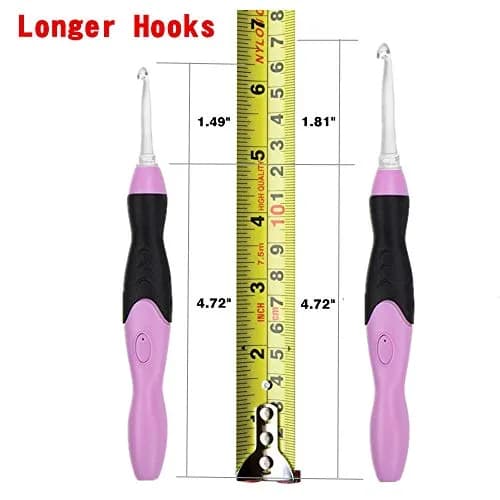 Yarniss Lighted Crochet Hook Set with Case | 11 Sizes 2.5-8mm Rechargeable USB Pink thumbnail 2