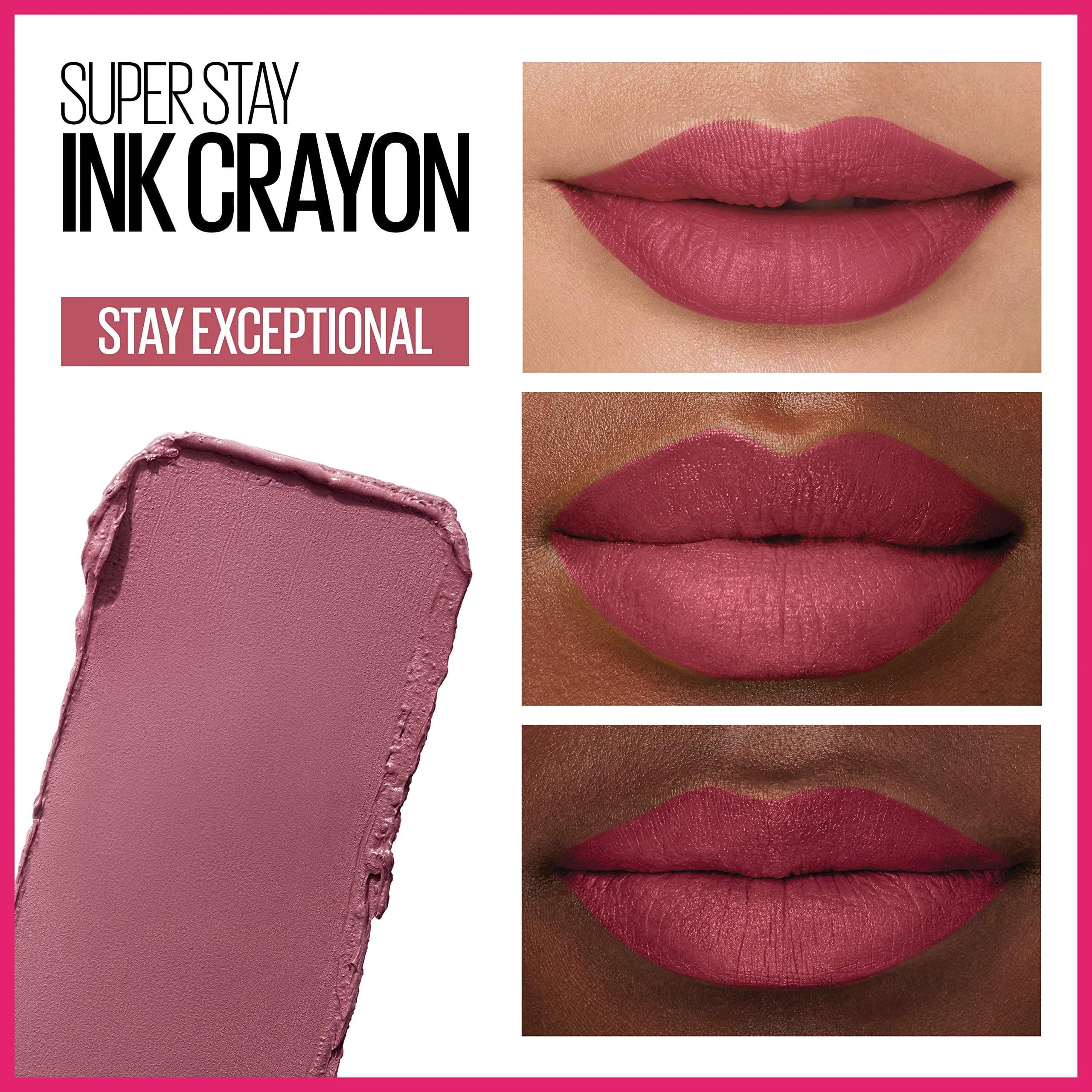 Maybelline Super Stay Ink Crayon Lipstick Makeup, Stay Exceptional Purple Beige 0.04 oz (1.13 g) | Longwear Matte Lip Color - view 3